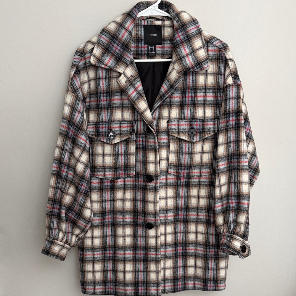 Forever 21 Multicolor Plaid Flannel  Shirt Jacket. Fully Lined. Size M
